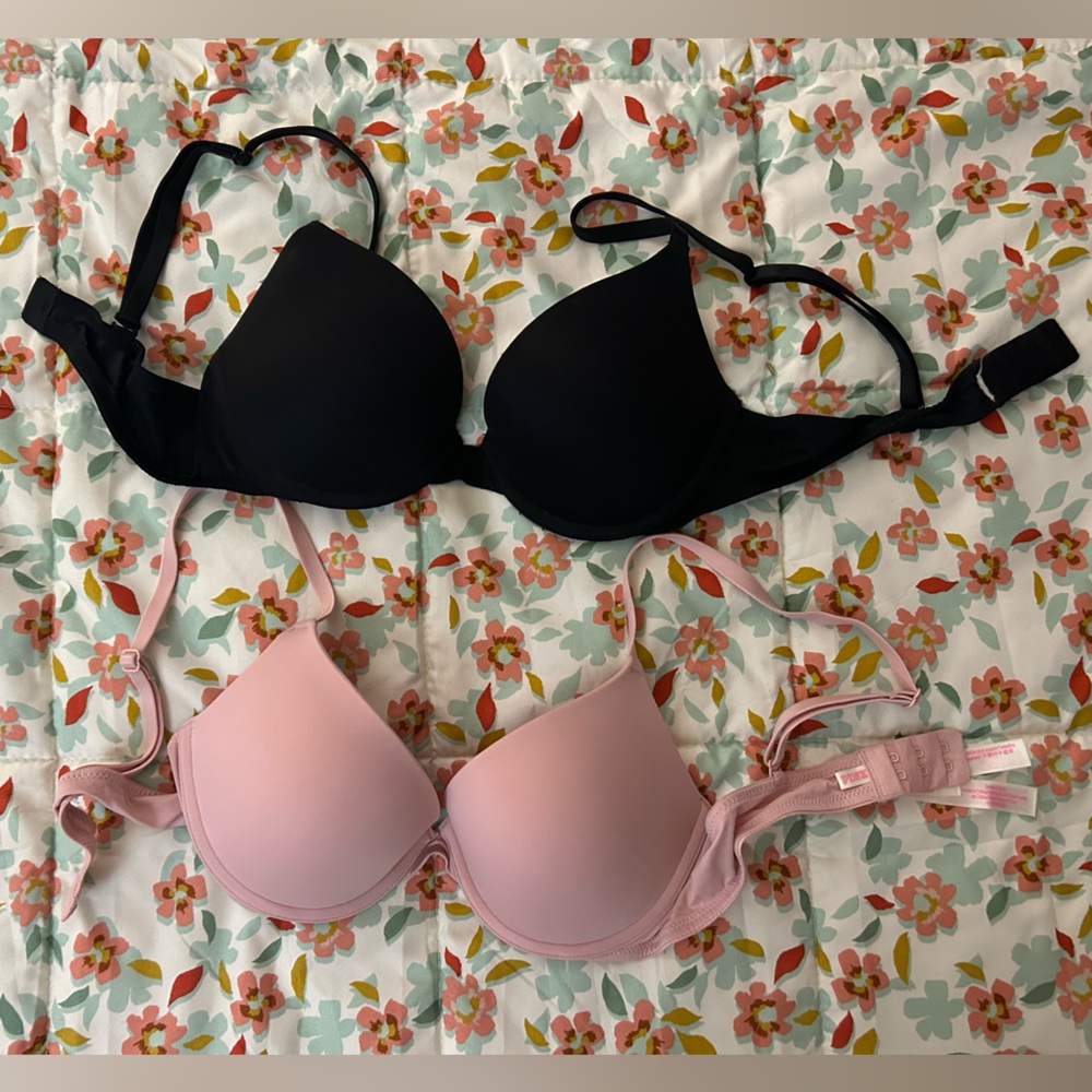 PINK Victoria's Secret Dusty Pink Bra - Floral Accent